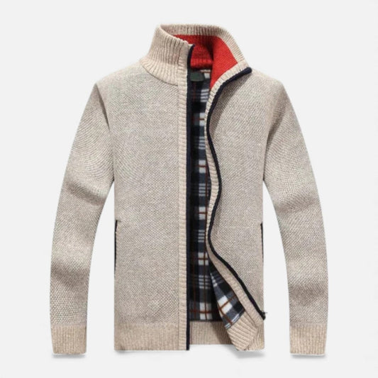 Herre cardigan med fleeceforing
