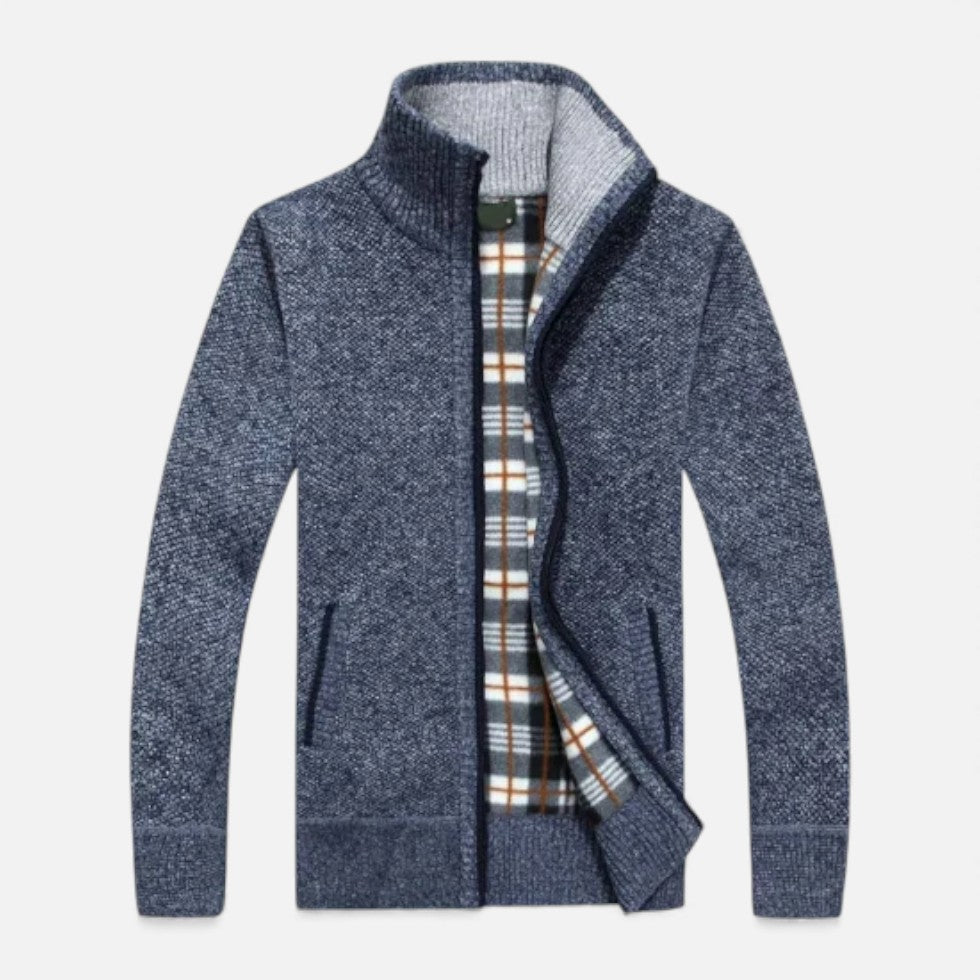 Herre cardigan med fleeceforing