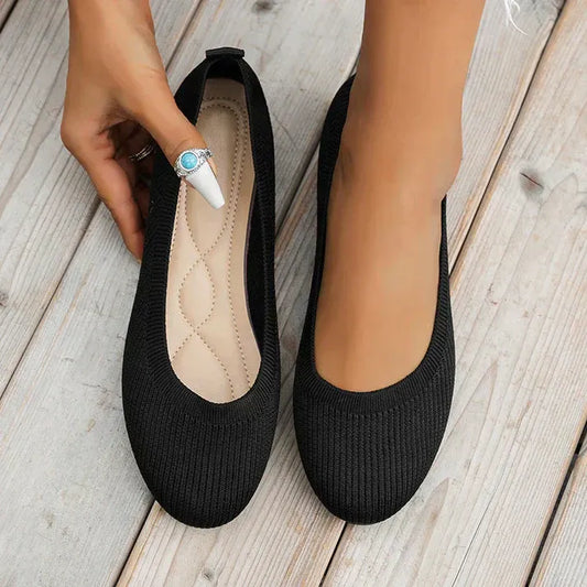 Comfera | Dames Gebreide Ballerina’s – Instapbare Poppen Schoenen, Lichtgewicht Ademende