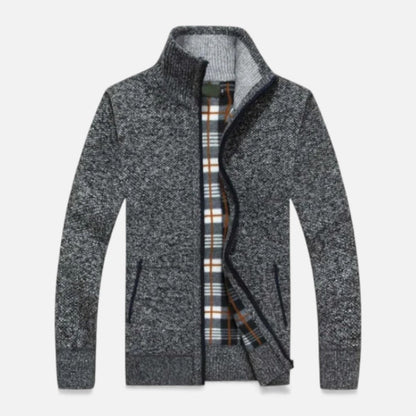 Herre cardigan med fleeceforing