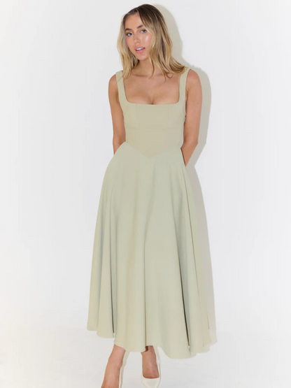 CAMILA – Vestido midi escote cuadrado