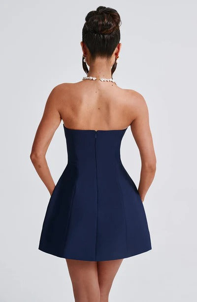 Sandra - Strapless Structured Corset Mini Dress with Pockets