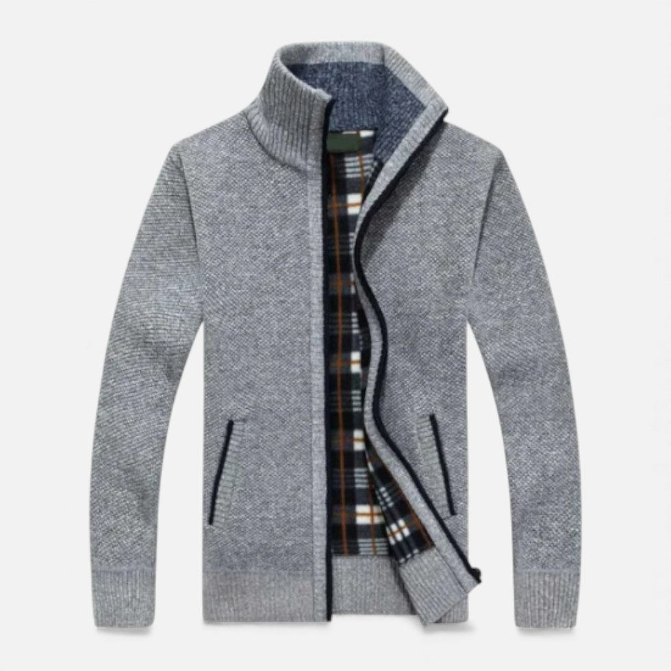 Herre cardigan med fleeceforing