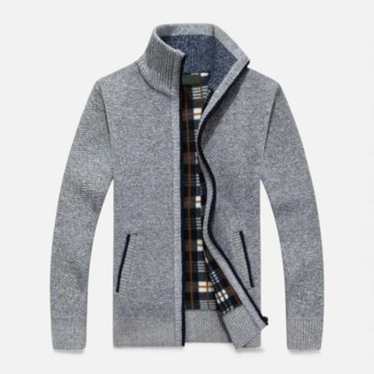 Herre cardigan med fleeceforing