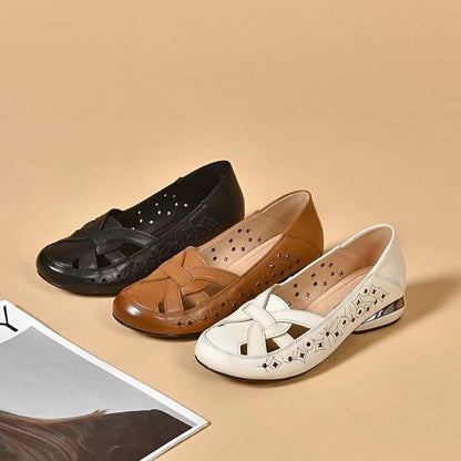Kavrine - Dames Platte Schoenen Van Gesneden Leer Elegant Slip-On