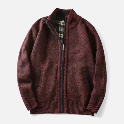 Herre cardigan med fleeceforing
