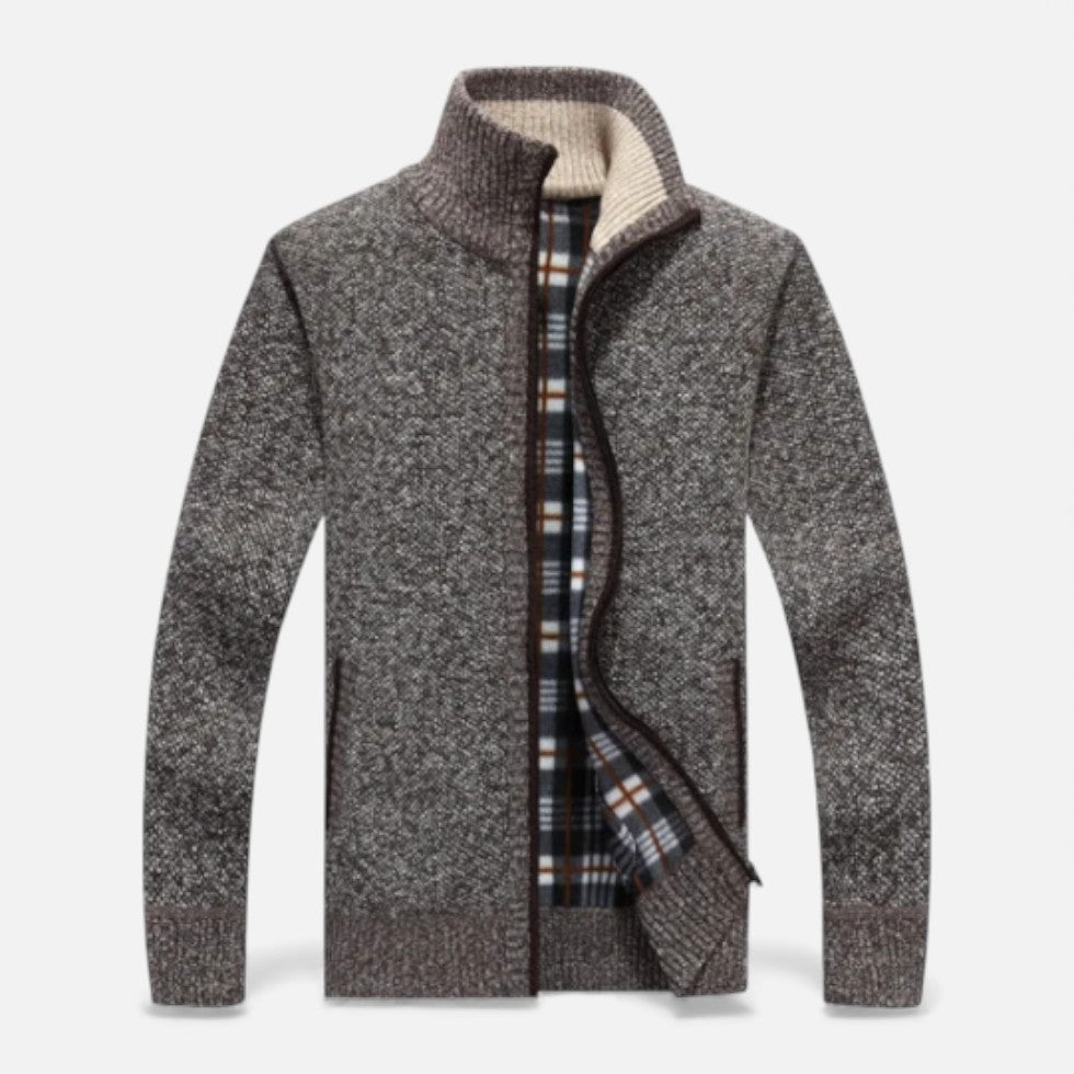 Herre cardigan med fleeceforing