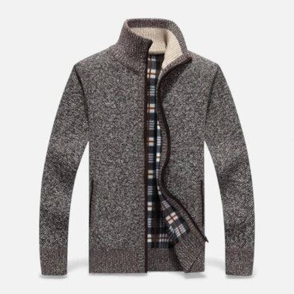 Herre cardigan med fleeceforing
