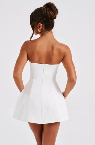 Sandra - Strapless Structured Corset Mini Dress with Pockets