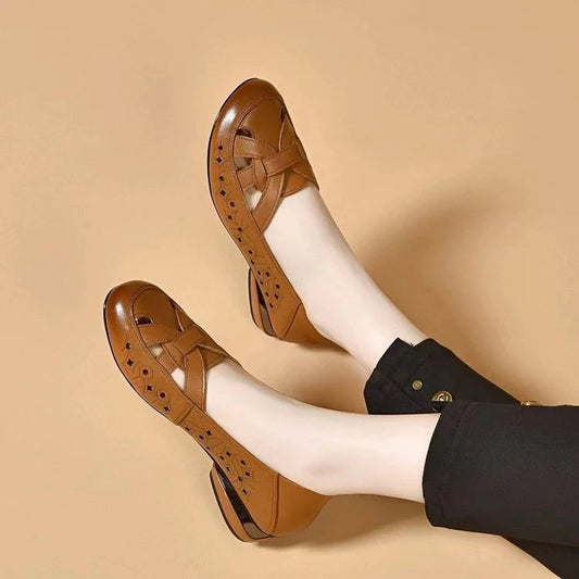 Kavrine - Dames Platte Schoenen Van Gesneden Leer Elegant Slip-On