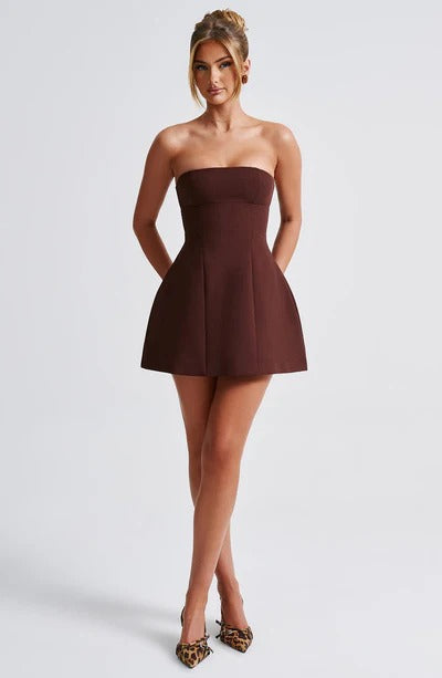 Sandra - Strapless Structured Corset Mini Dress with Pockets