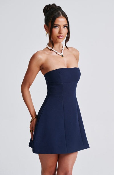 Sandra - Strapless Structured Corset Mini Dress with Pockets