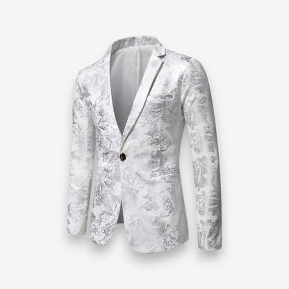 Freddie – Long Sleeve Printed Blazer With Lapel Collar