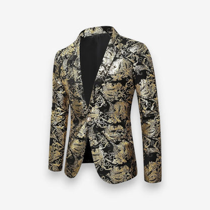 Freddie – Long Sleeve Printed Blazer With Lapel Collar