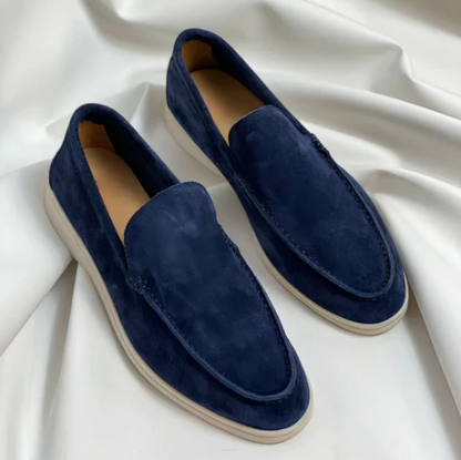 Suedeslippers med gummisål