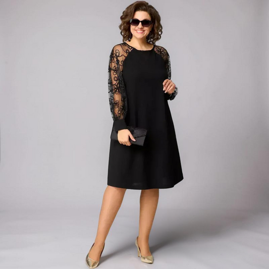 Justyna – Elegancka sukienka z koronkowymi rękawami