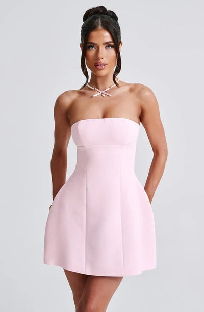 Sandra - Strapless Structured Corset Mini Dress with Pockets