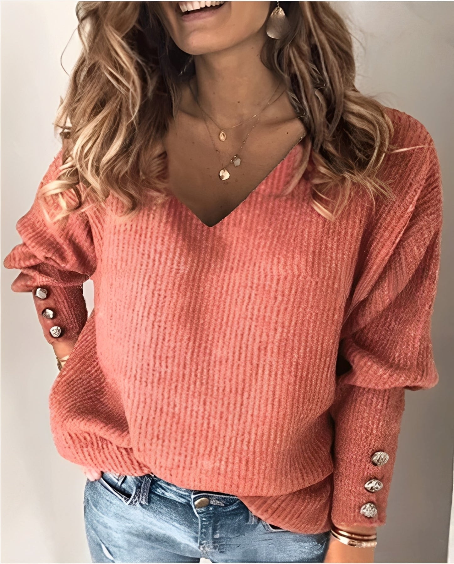 Beck – V-Ausschnitt leicht Strickpullover Damen