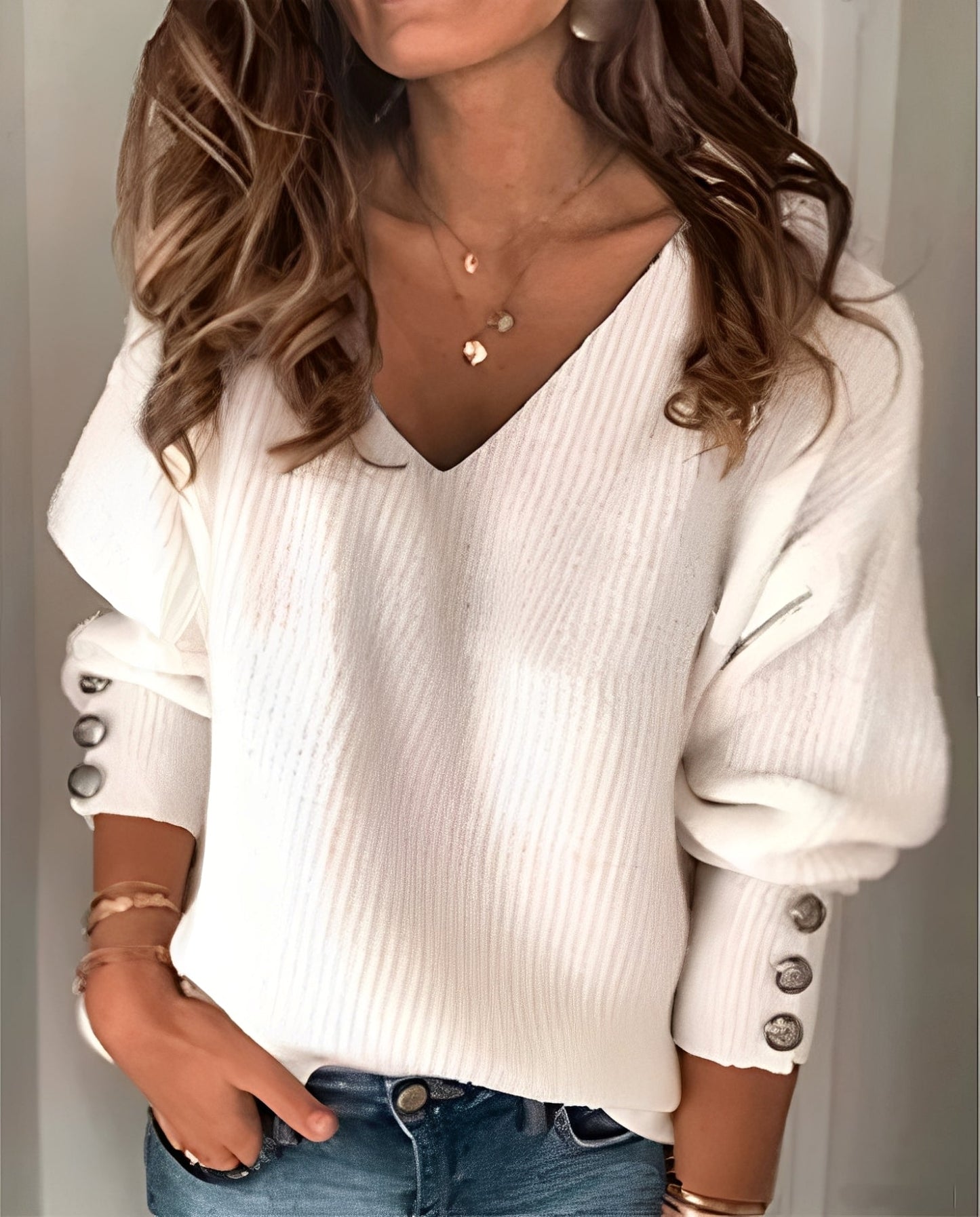 Beck – V-Ausschnitt leicht Strickpullover Damen