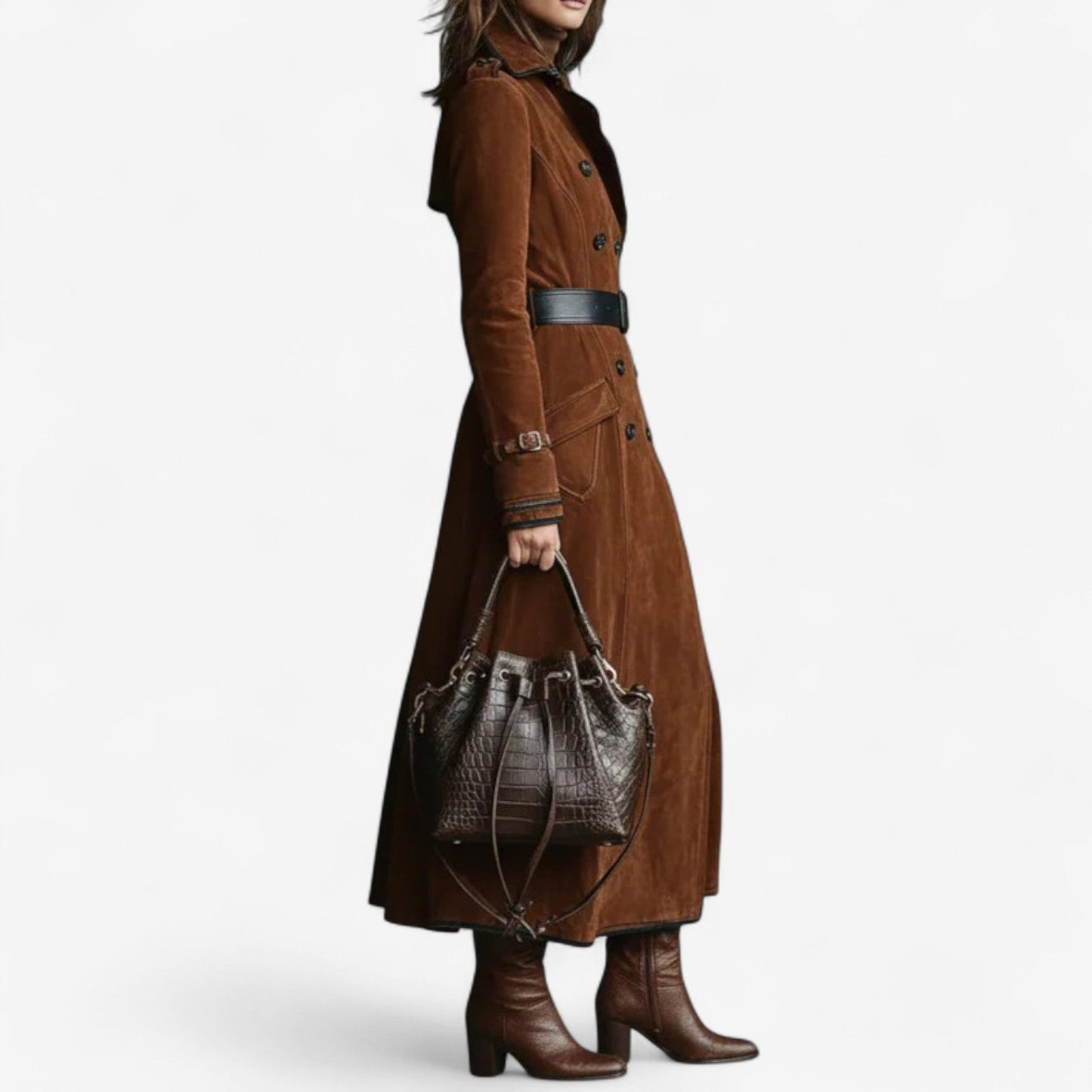 Wildleder-Trenchcoat – luxuriöse, zeitlose Oberbekleidung