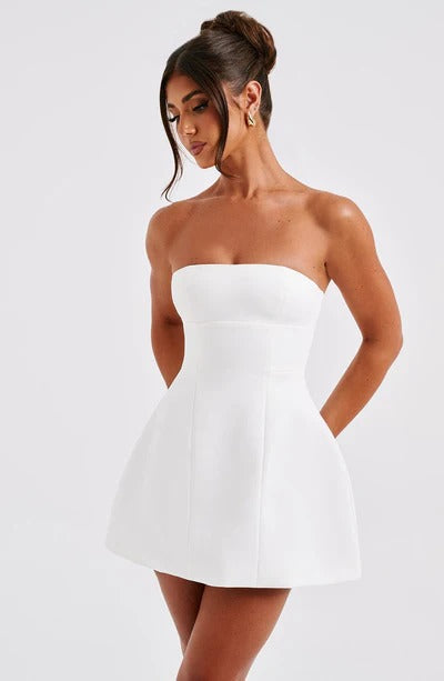 Sandra - Strapless Structured Corset Mini Dress with Pockets