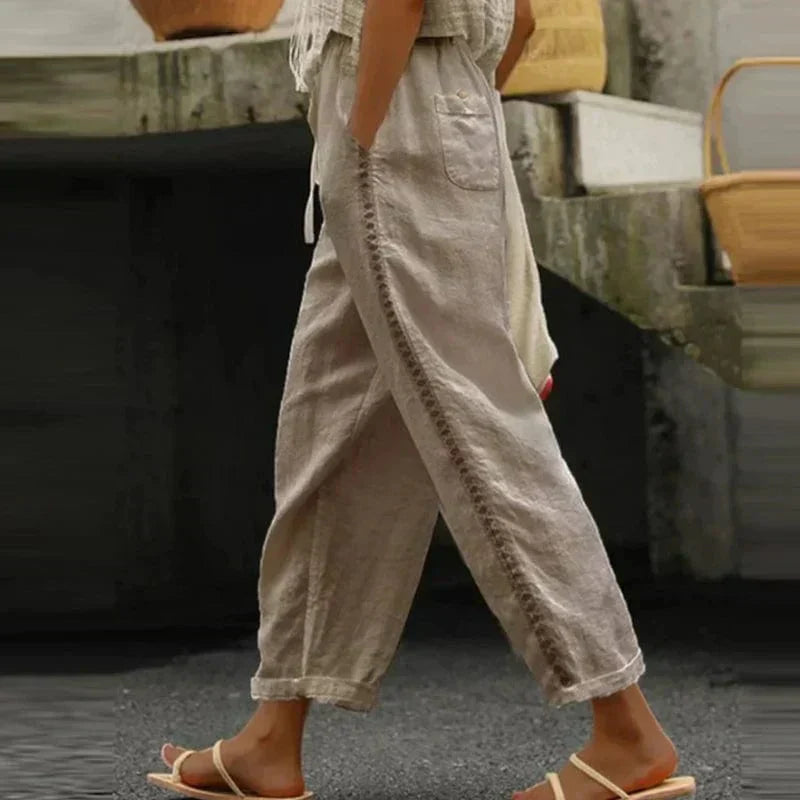 Boho Damen Sommerhose mit Print – Solea