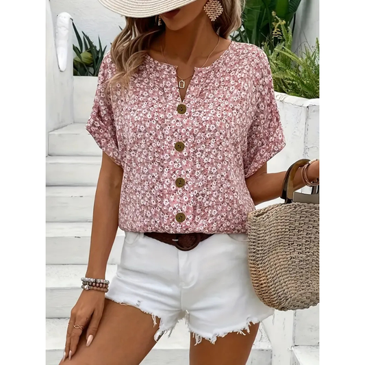 Ingrid | Damen Sommer Bluse Mit Blumenmuster