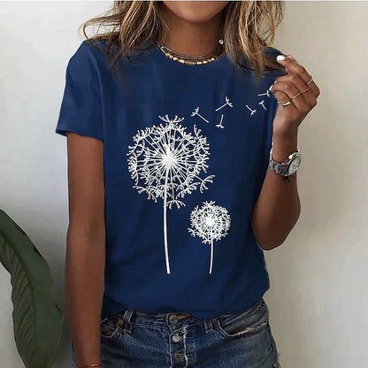 Camilla - Zomers T-shirt met ronde hals en korte mouwen dames