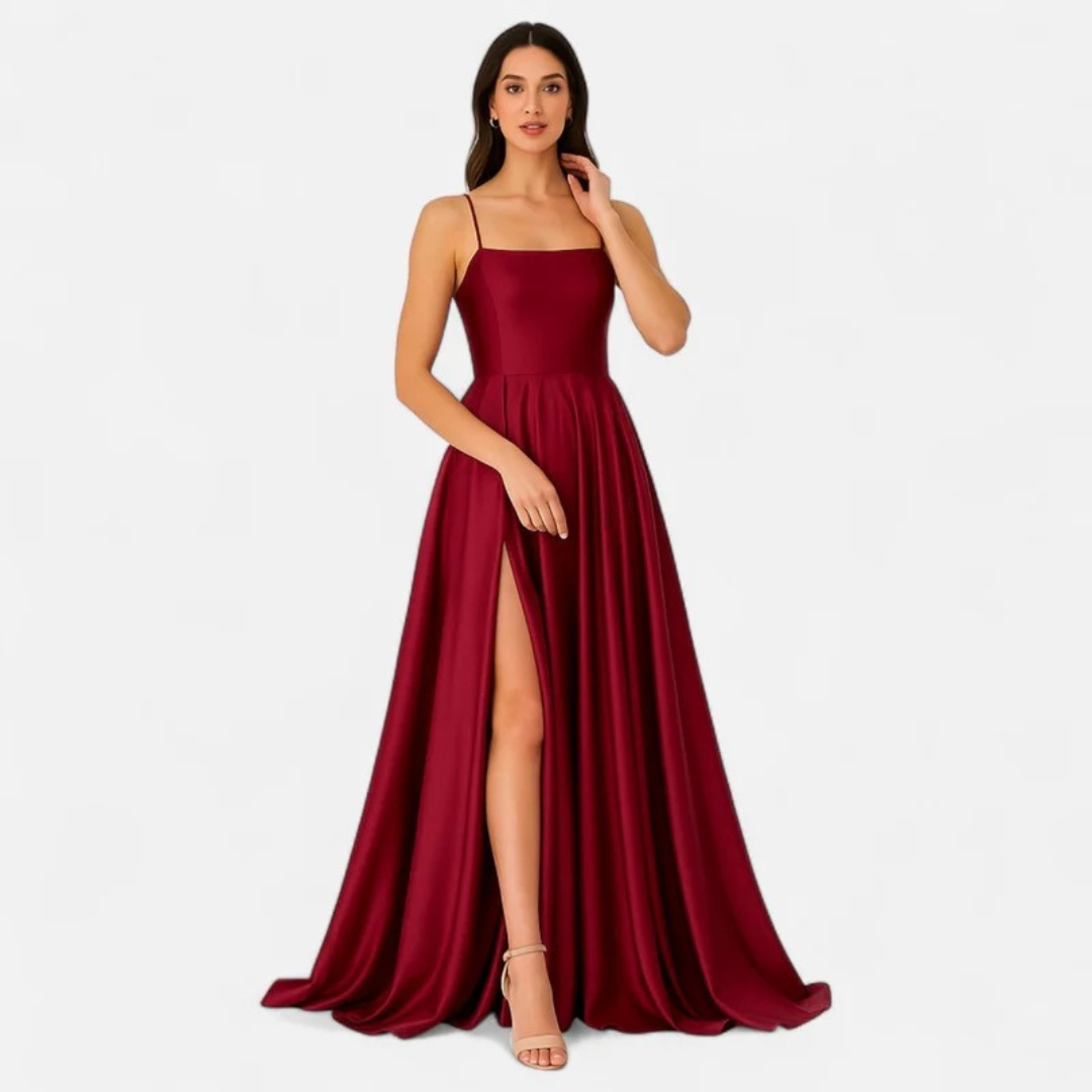 Irina | Damen Maxi Kleid Für Feier Mit Schlitz Detail