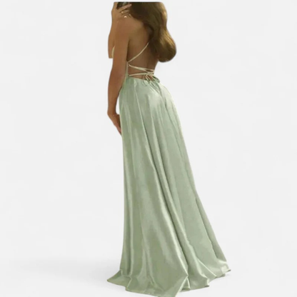 Irina | Damen Maxi Kleid Für Feier Mit Schlitz Detail