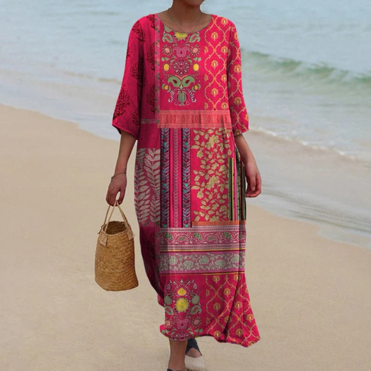 Irma | Damen Sommerkleid Midi Mit Muster