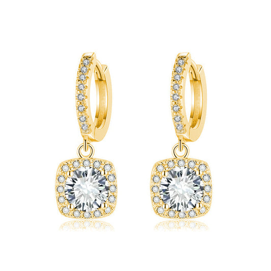 Divifa Square Halo Earrings in Gold-Plated stainless steel
