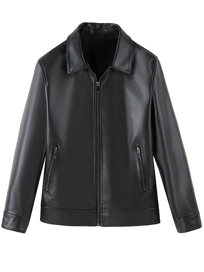 Product title: Faux leather bomber jacket for men spring casual zip up coat