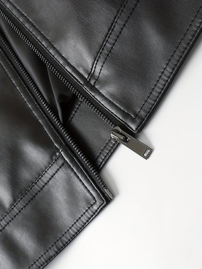 Product title: Faux leather bomber jacket for men spring casual zip up coat