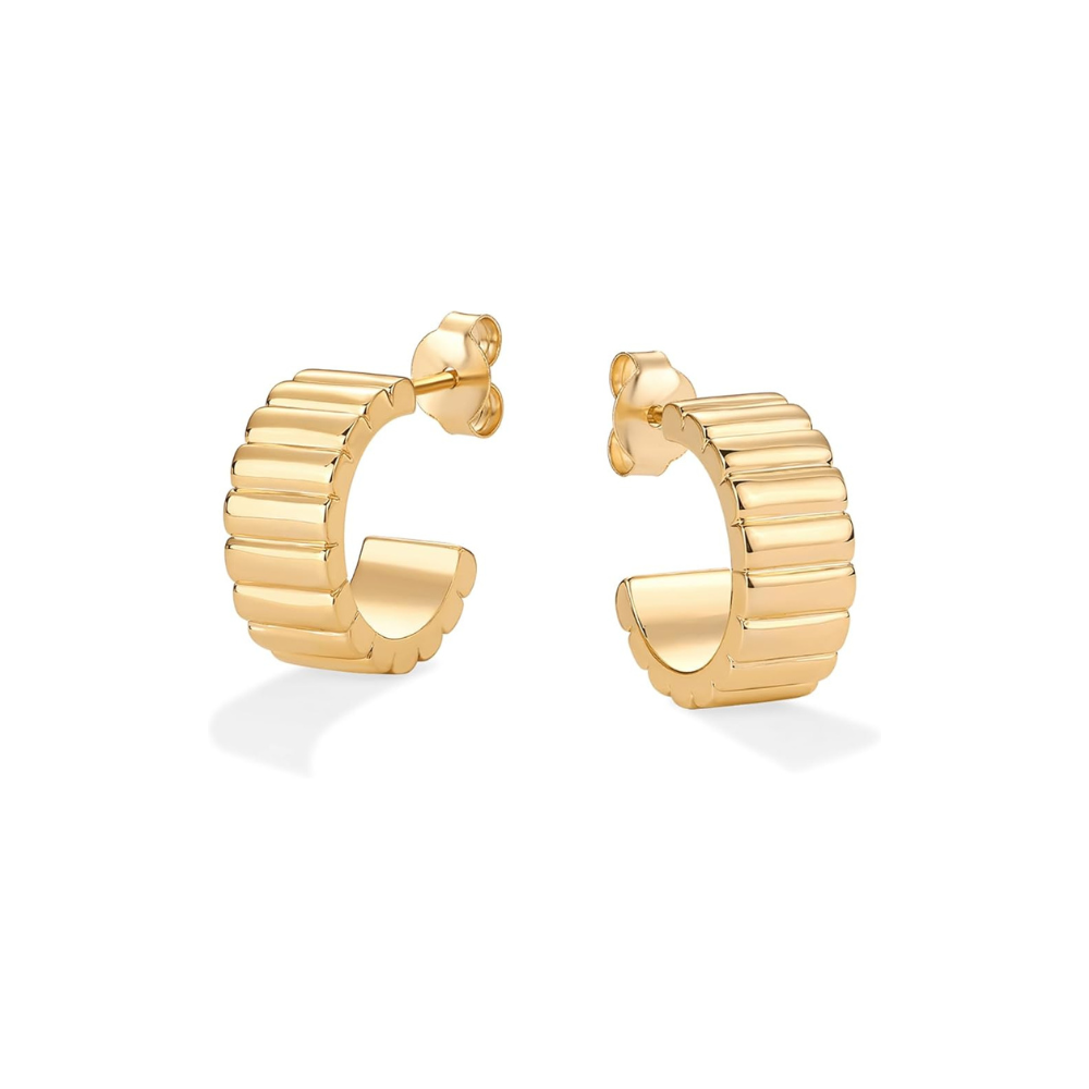 Divifa Ridge Earrings in Gold-Plated stainless steel