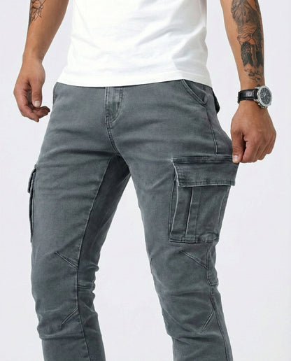 Pantalon cargo bleu marine extensible