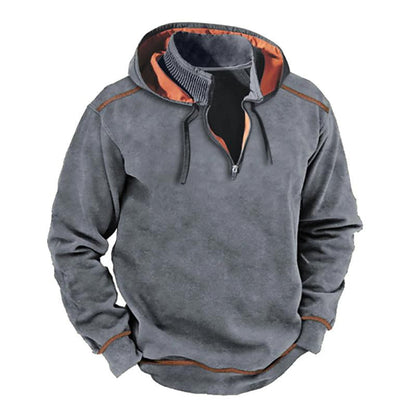 Ronric | Casual vintage jas voor heren – patchworkontwerp, contrasterende ritssluiting, opstaande kraag, capuchon