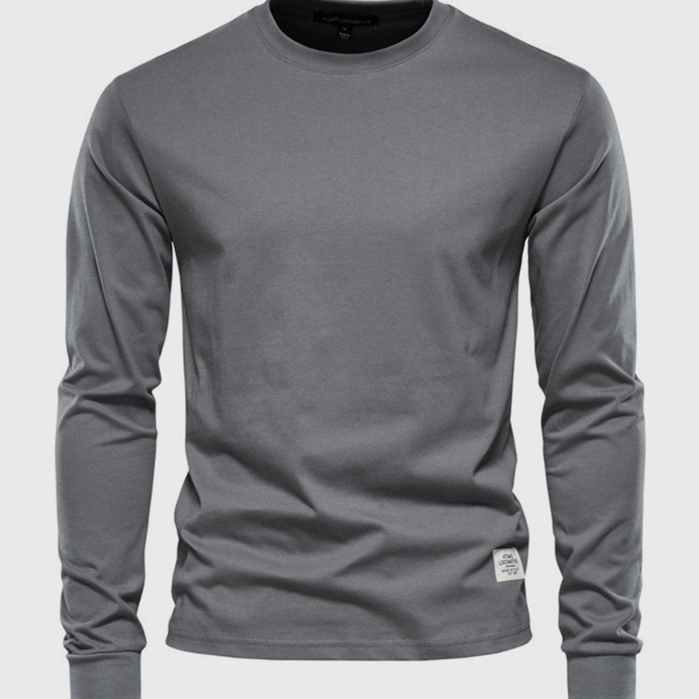 Men’s Long Sleeve Cotton Crew Neck Casual Top