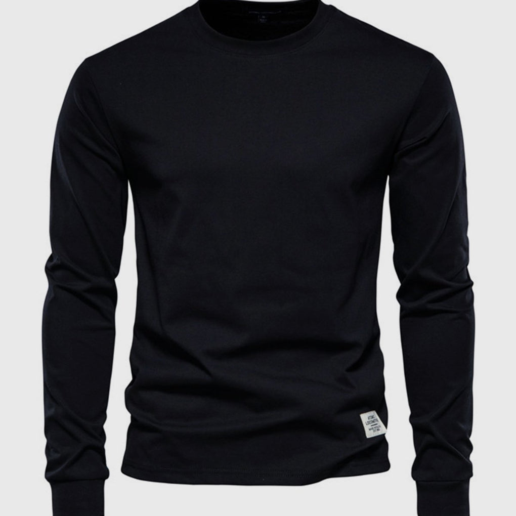 Men’s Long Sleeve Cotton Crew Neck Casual Top