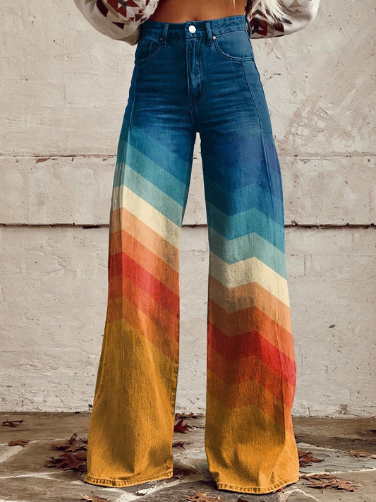 Lorynka - Léa Pantalones Zigzag Retro Elegantes