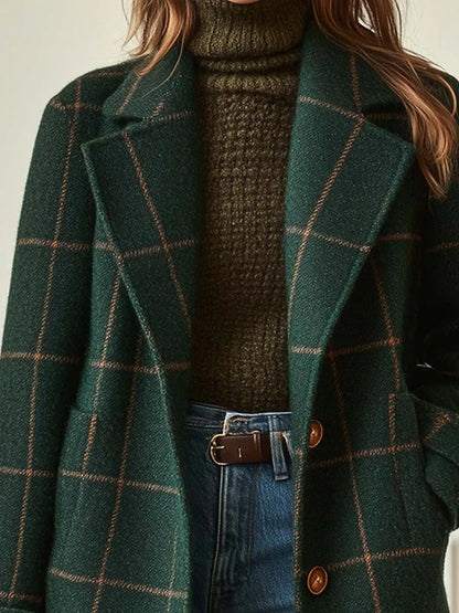 Renora™ | Elegant Checked Wool Coat