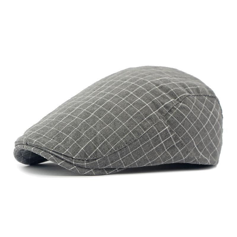 Pánská vintage kostkovaná bavlněná čepice s kšiltem
