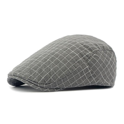 Pánská vintage kostkovaná bavlněná čepice s kšiltem