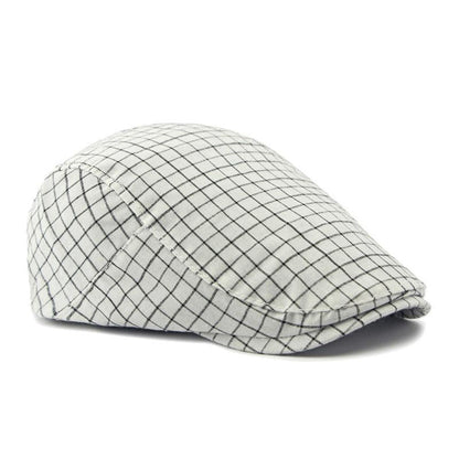 Pánská vintage kostkovaná bavlněná čepice s kšiltem