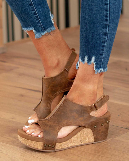 Madeline Vegan Wedge Sandals - Chic, Comfortable Cruelty-Free Footwear