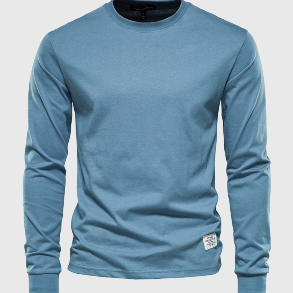 Men’s Long Sleeve Cotton Crew Neck Casual Top