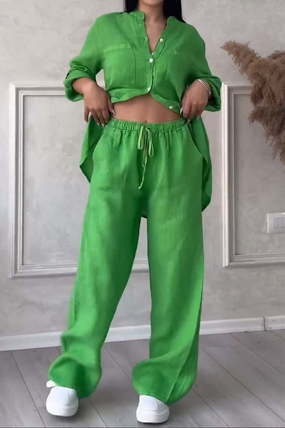 Zweiteiliges Leinen Damen Sommeroutfit – Alina