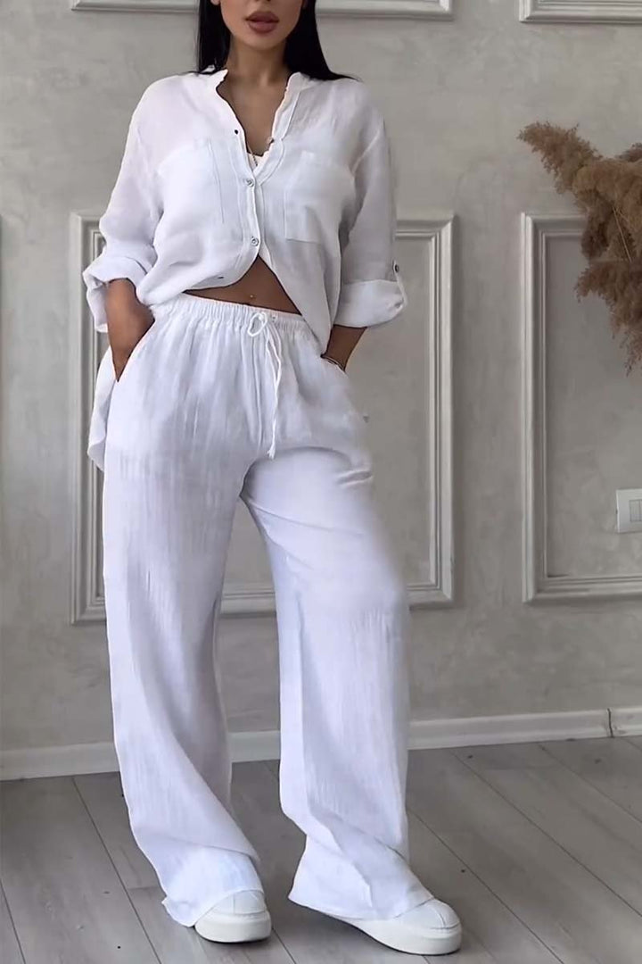 Zweiteiliges Leinen Damen Sommeroutfit – Alina
