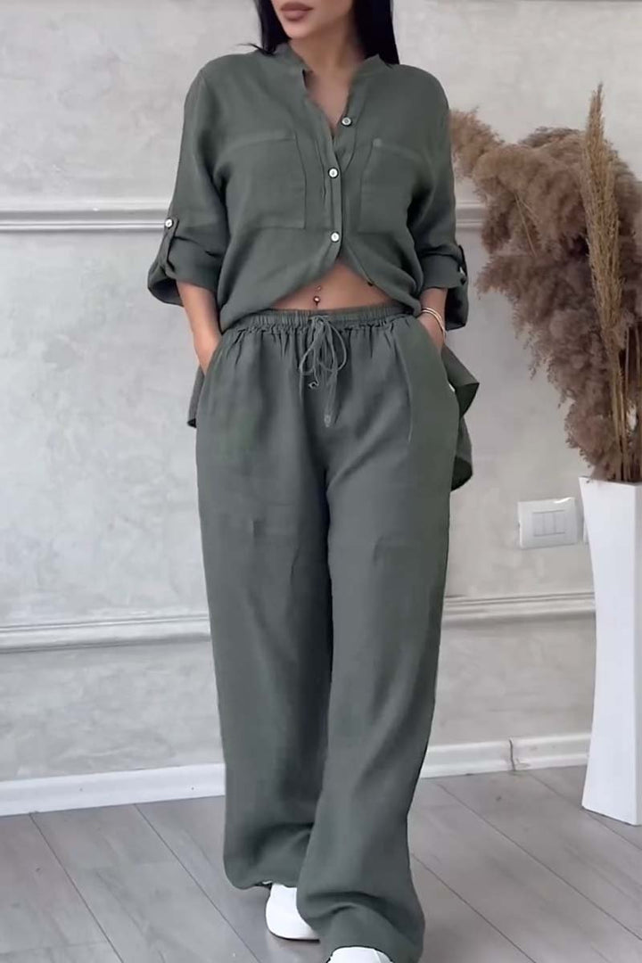 Zweiteiliges Leinen Damen Sommeroutfit – Alina