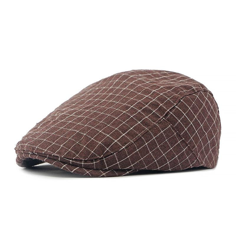Pánská vintage kostkovaná bavlněná čepice s kšiltem